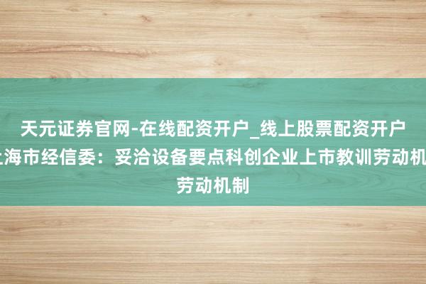 天元证券官网-在线配资开户_线上股票配资开户 上海市经信委:妥洽设备要点科创企业上市教训劳动机制