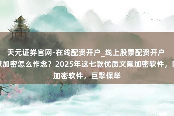 天元证券官网-在线配资开户_线上股票配资开户 企业文献加密怎么作念？2025年这七款优质文献加密软件，巨擘保举